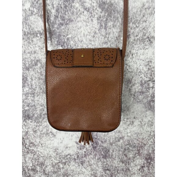 Boho Faux Leather Purse Women S Brown laser cut Crossbody Shoulder Bag Tassel - Picture 11 of 12